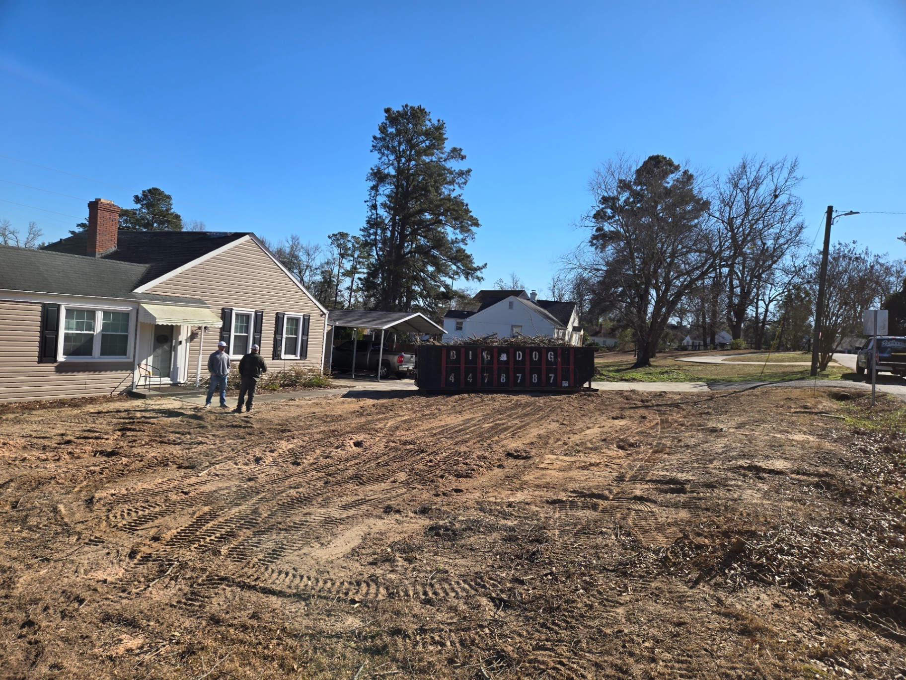 Cleared yard after tree removal and stump grinding